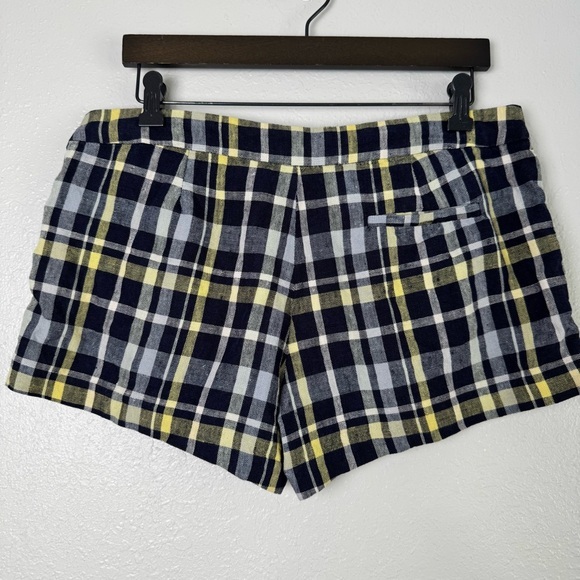 Joie linen plaid blue yellow shorts 8 - Picture 6 of 11